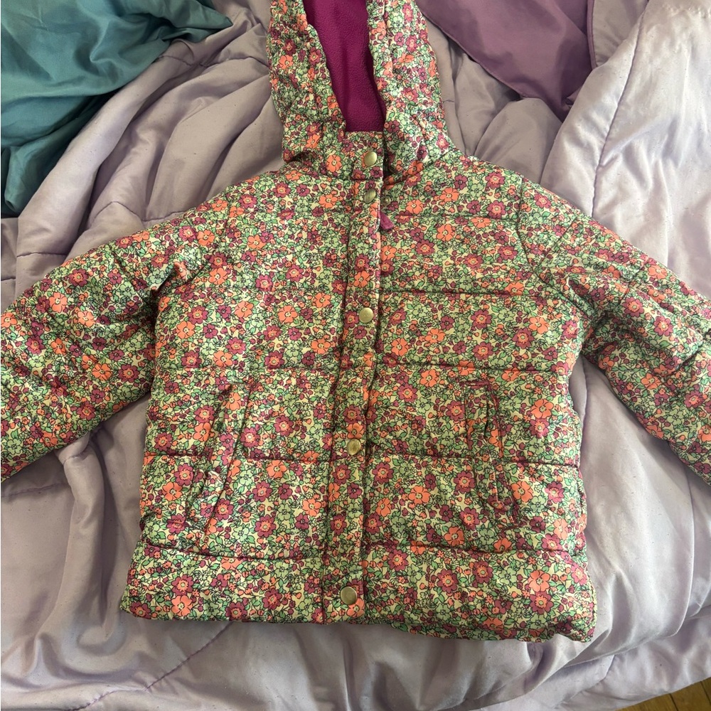 Floral Kids Jacket - Green and Pink